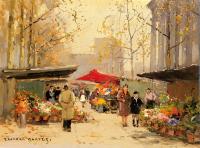 Edouard Cortes - Flower Stalls by the Madeleine